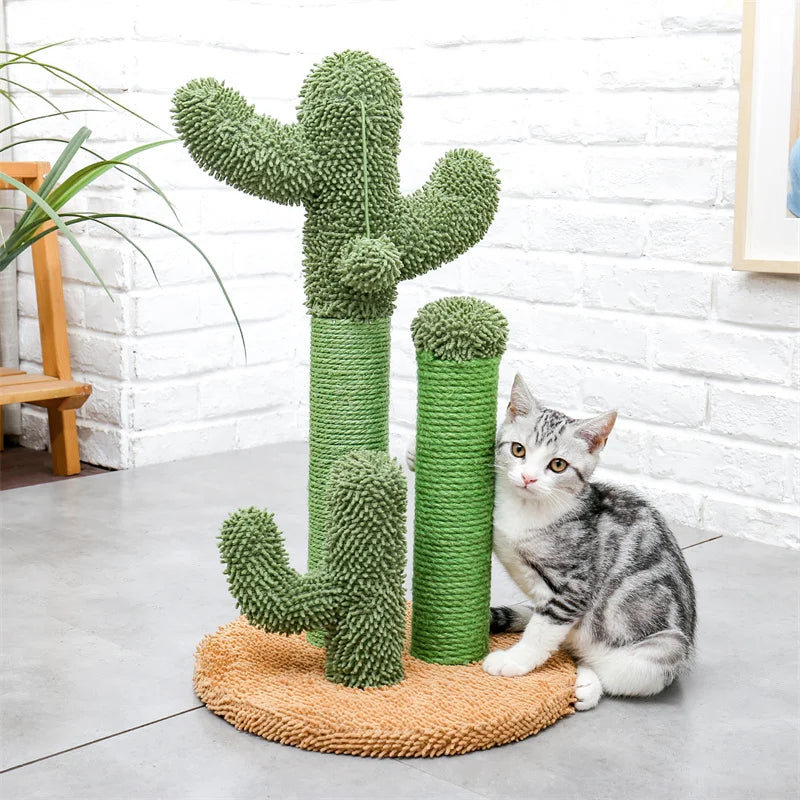 Cat Tree Toy with Ball Scratching Post Mushroom and Cactus Style