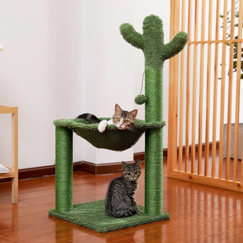 Cat Tree Toy with Ball Scratching Post Mushroom and Cactus Style