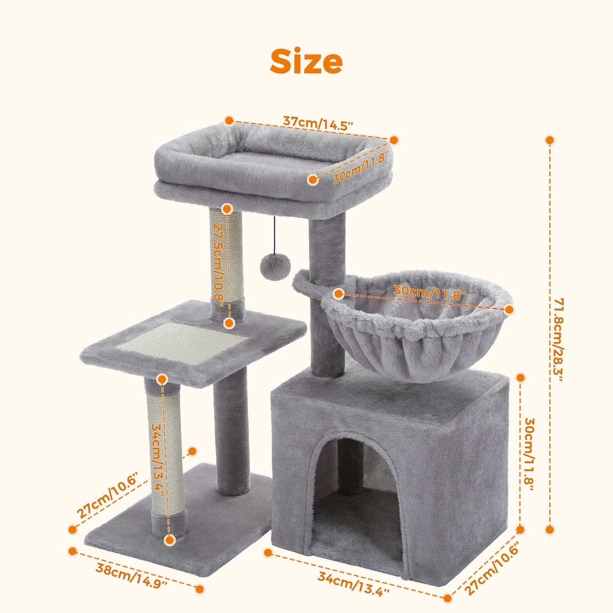 Small Cat Tree Tower with Scratching Post