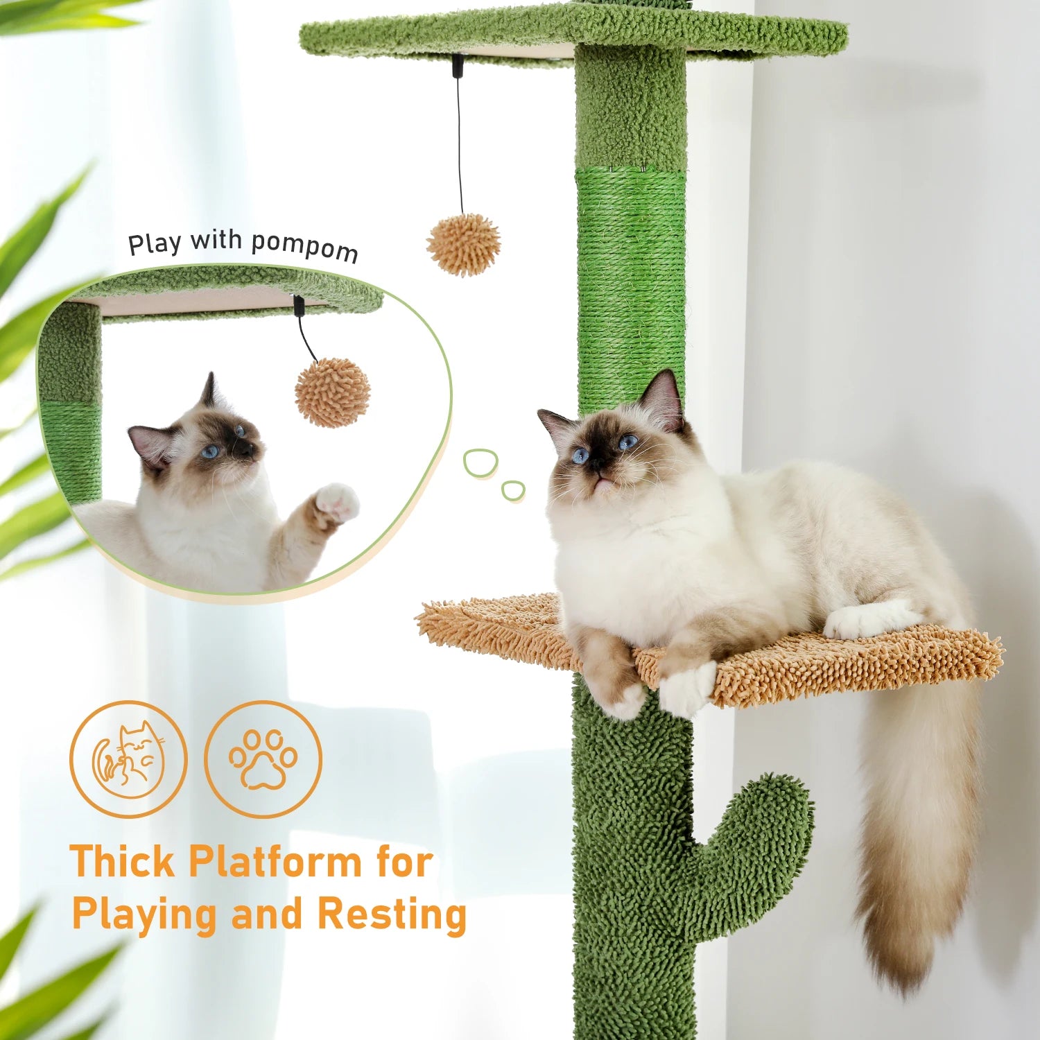 Cat Tree 5-Tier Floor to Ceiling with Scratching Post