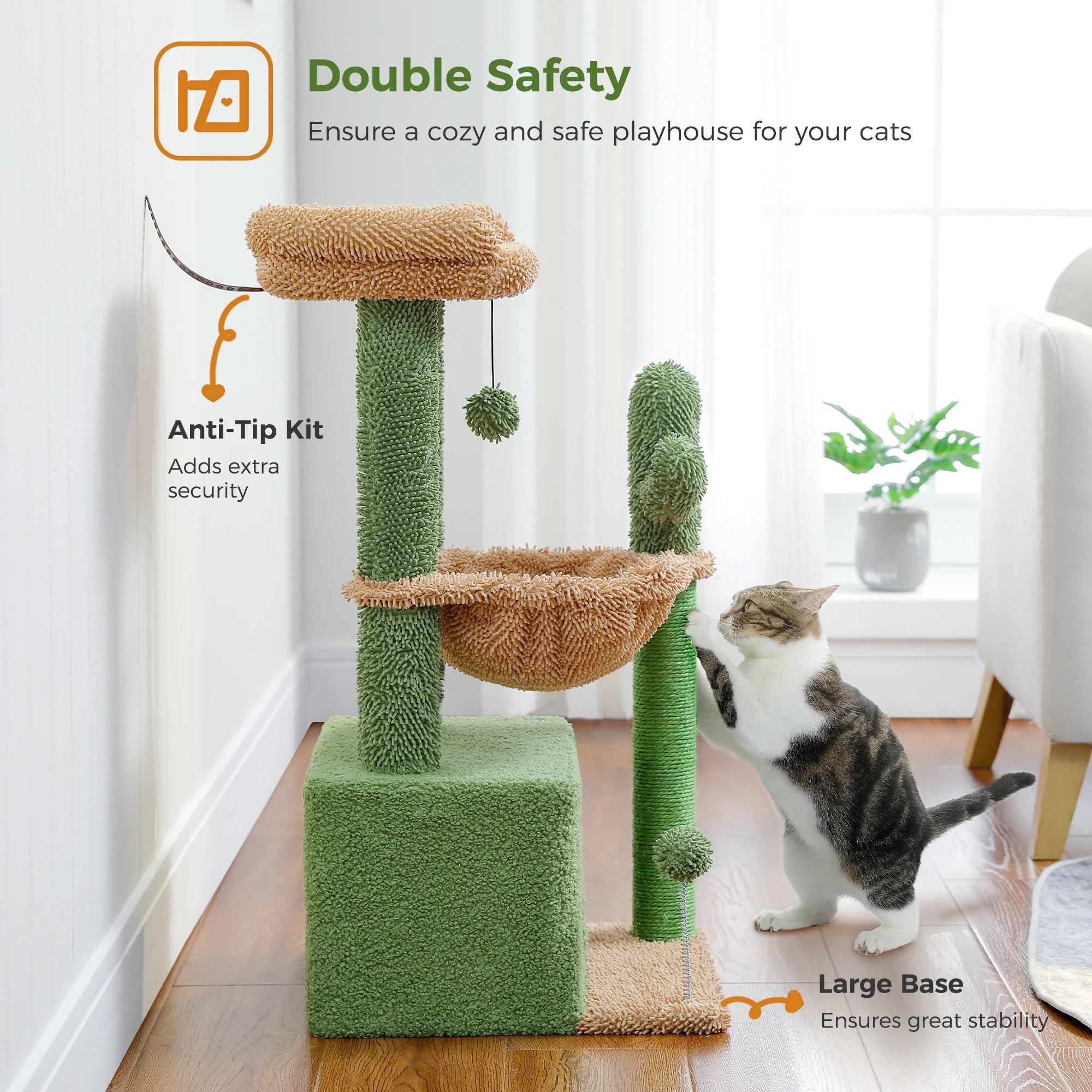 Cactus Cat Tree with Large Cat Condo