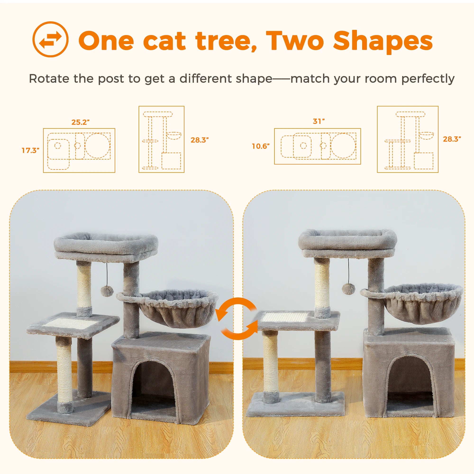 Small Cat Tree Tower with Scratching Post