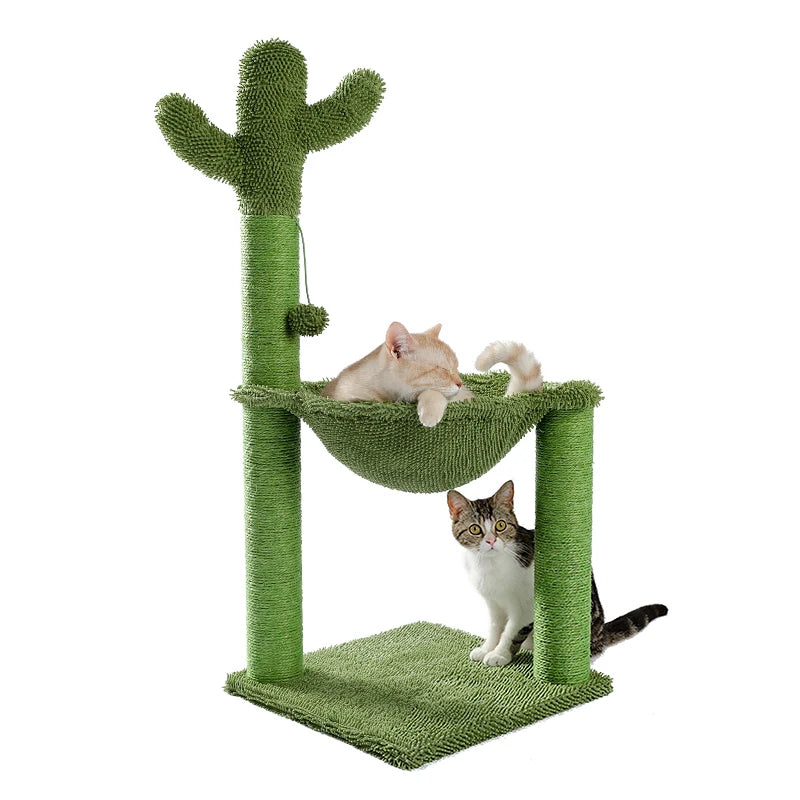 Cat Tree Toy with Ball Scratching Post Mushroom and Cactus Style