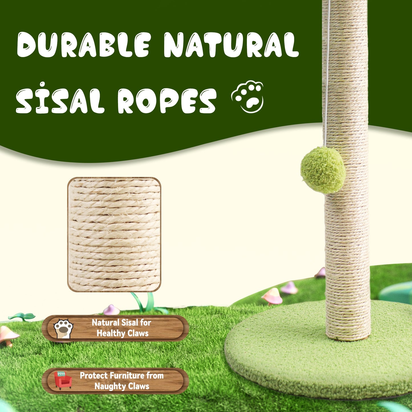 Cat Kitten Scratching Post with Sisal Rope